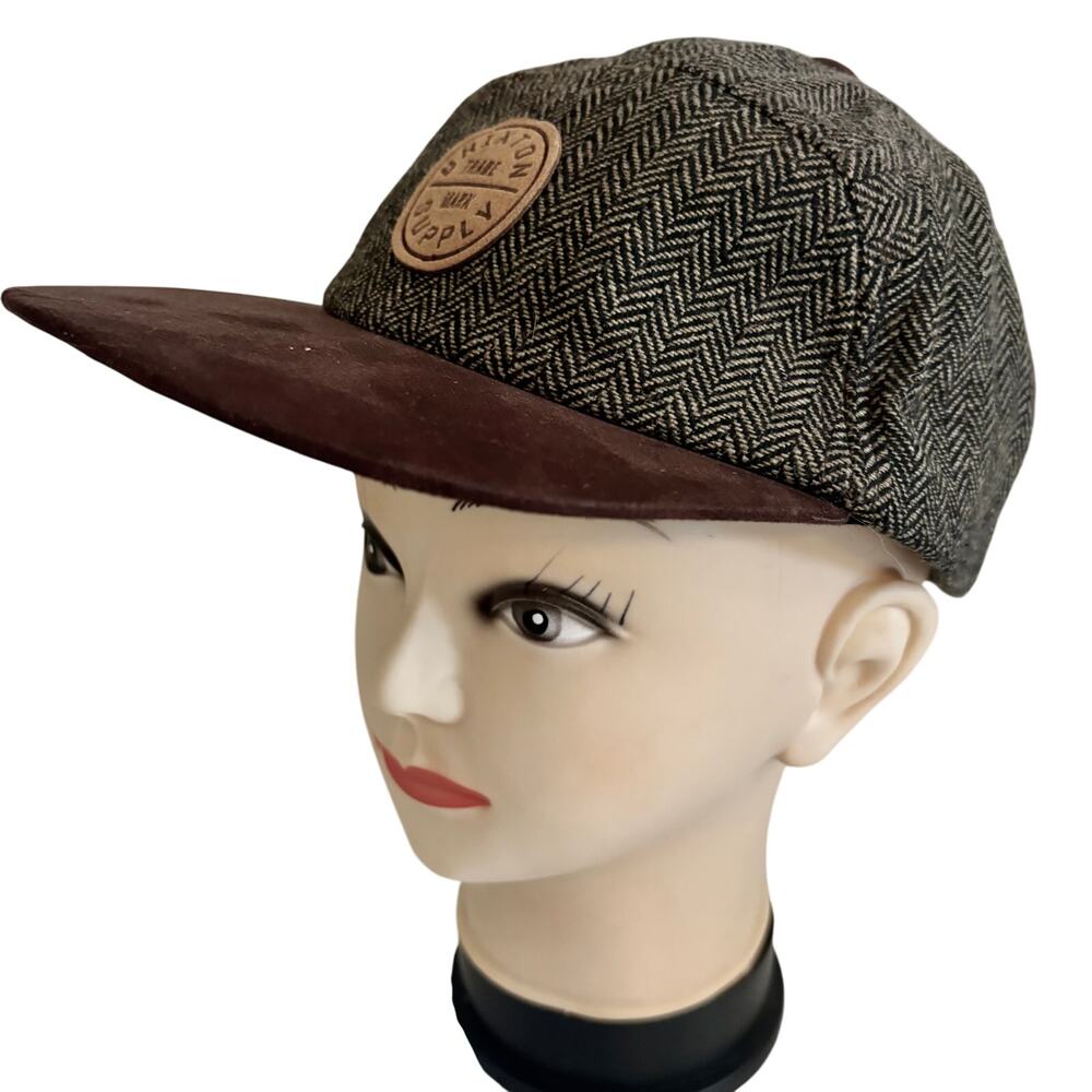 Brixton Wool Blend Herringbone Tweed Faux Suede Baseball Hat Indie Streetwear